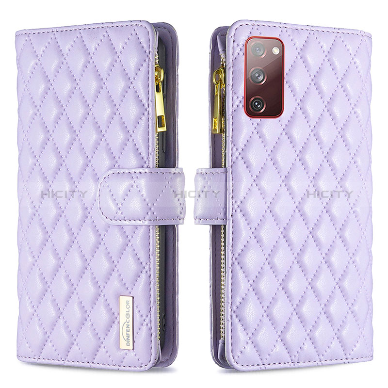 Handytasche Stand Schutzhülle Flip Leder Hülle B12F für Samsung Galaxy S20 FE 5G Violett