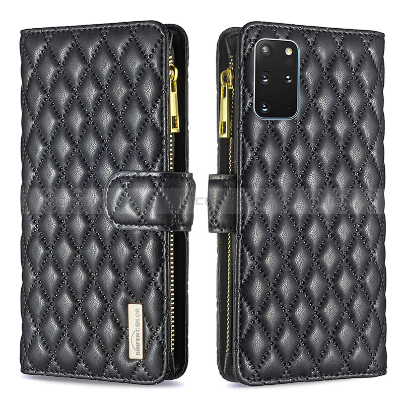 Handytasche Stand Schutzhülle Flip Leder Hülle B12F für Samsung Galaxy S20 Plus Schwarz Plus