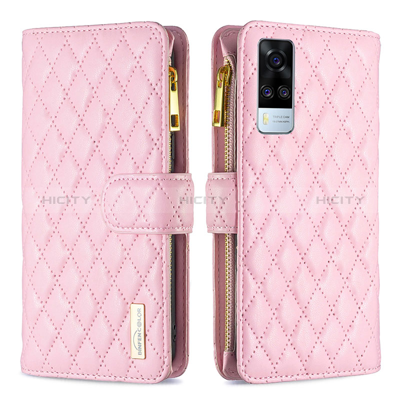 Handytasche Stand Schutzhülle Flip Leder Hülle B12F für Vivo Y53s NFC Rosegold