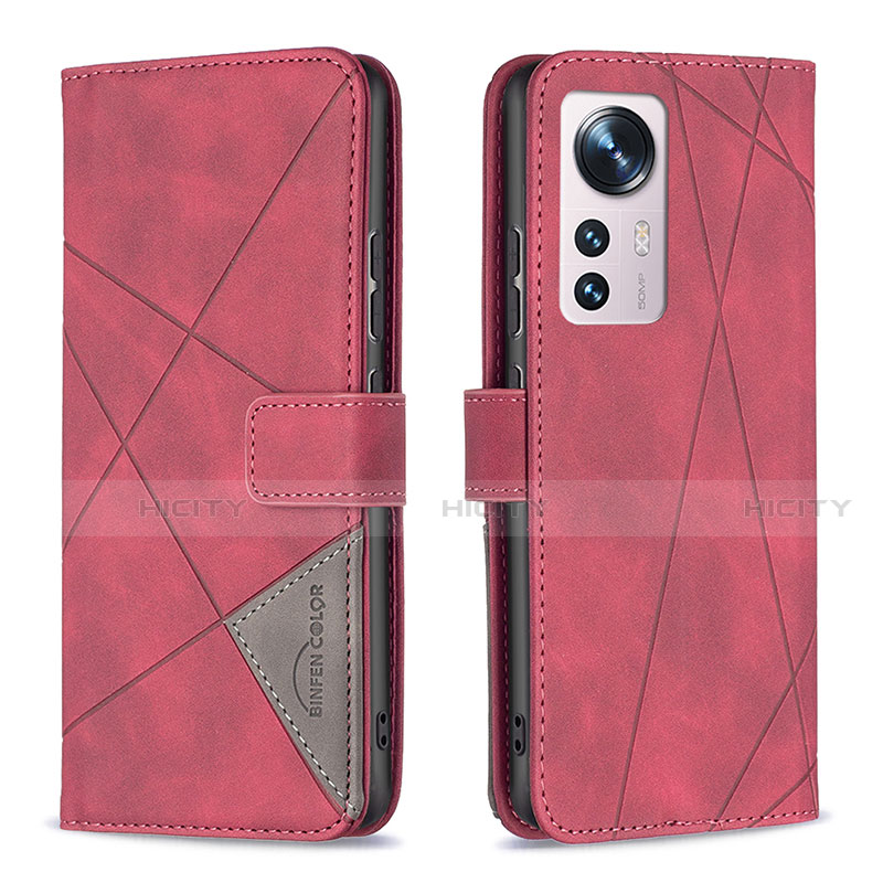 Handytasche Stand Schutzhülle Flip Leder Hülle B12F für Xiaomi Mi 12 5G Rot Plus