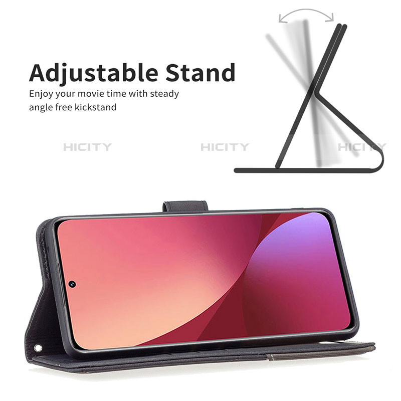 Handytasche Stand Schutzhülle Flip Leder Hülle B12F für Xiaomi Mi 12 Pro 5G groß