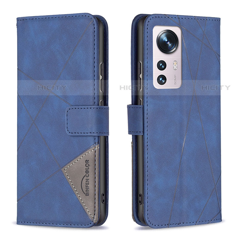 Handytasche Stand Schutzhülle Flip Leder Hülle B12F für Xiaomi Mi 12 Pro 5G Blau Plus