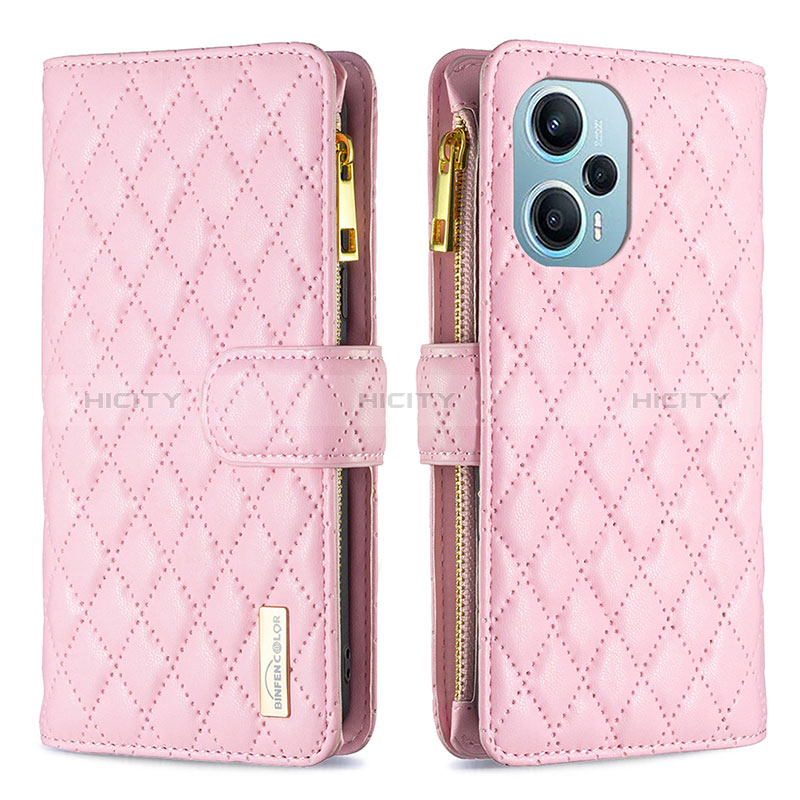 Handytasche Stand Schutzhülle Flip Leder Hülle B12F für Xiaomi Poco F5 5G Rosegold