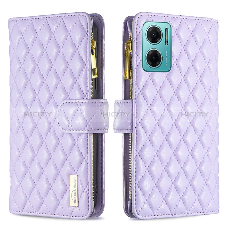 Handytasche Stand Schutzhülle Flip Leder Hülle B12F für Xiaomi Redmi 10 5G Violett