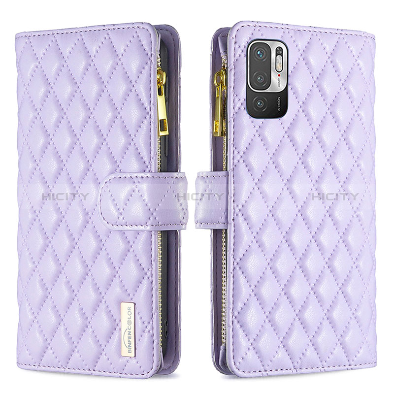 Handytasche Stand Schutzhülle Flip Leder Hülle B12F für Xiaomi Redmi Note 10 5G Violett Plus