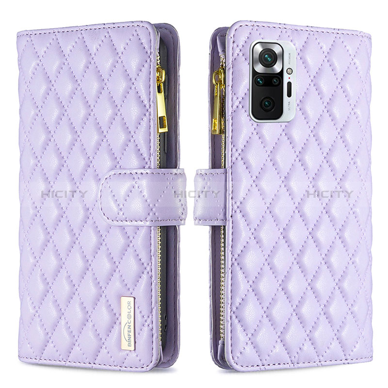 Handytasche Stand Schutzhülle Flip Leder Hülle B12F für Xiaomi Redmi Note 10 Pro 4G Violett Plus