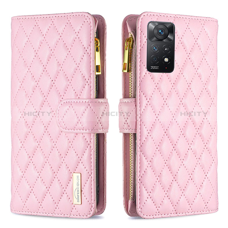 Handytasche Stand Schutzhülle Flip Leder Hülle B12F für Xiaomi Redmi Note 11 Pro 4G Rosegold