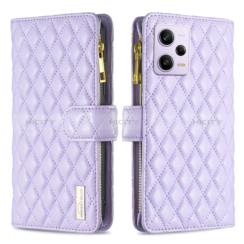 Handytasche Stand Schutzhülle Flip Leder Hülle B12F für Xiaomi Redmi Note 12 Pro 5G Violett