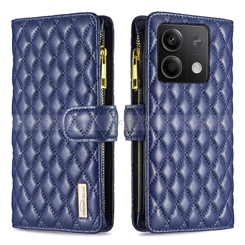 Handytasche Stand Schutzhülle Flip Leder Hülle B12F für Xiaomi Redmi Note 13 5G Blau Plus