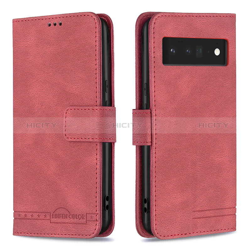 Handytasche Stand Schutzhülle Flip Leder Hülle B13F für Google Pixel 6 Pro 5G Rot Plus