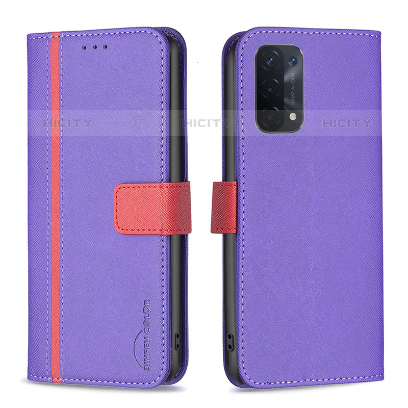 Handytasche Stand Schutzhülle Flip Leder Hülle B13F für Oppo A93 5G Violett