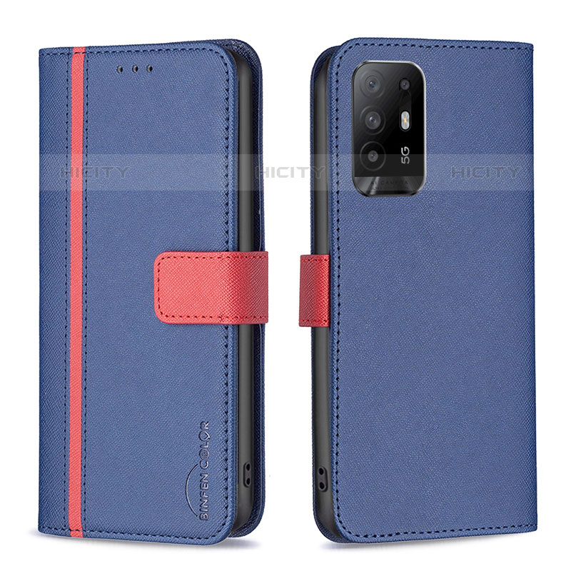 Handytasche Stand Schutzhülle Flip Leder Hülle B13F für Oppo A94 5G Blau Plus