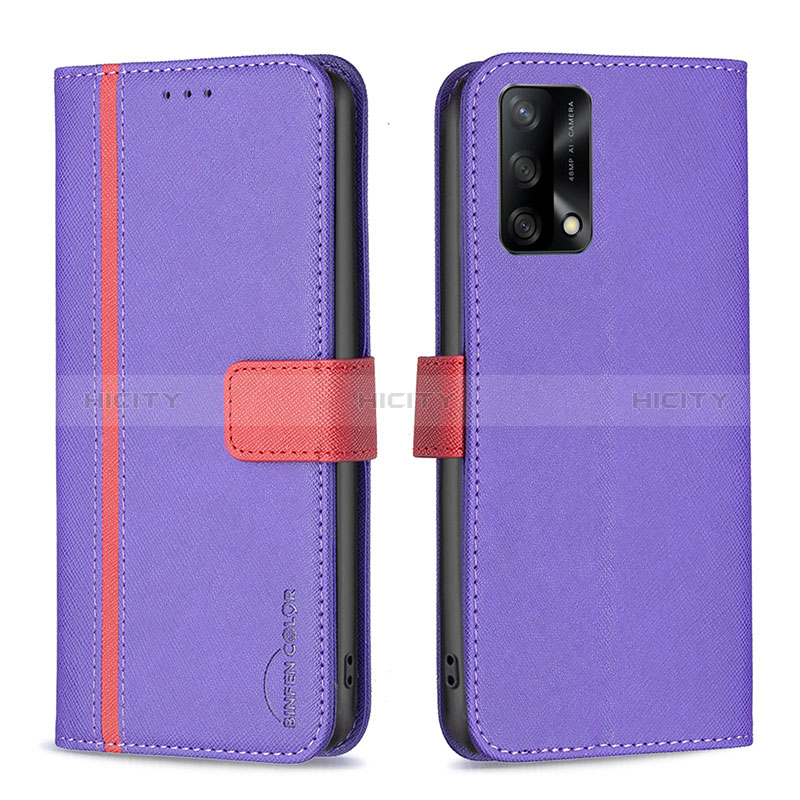 Handytasche Stand Schutzhülle Flip Leder Hülle B13F für Oppo A95 4G Violett Plus