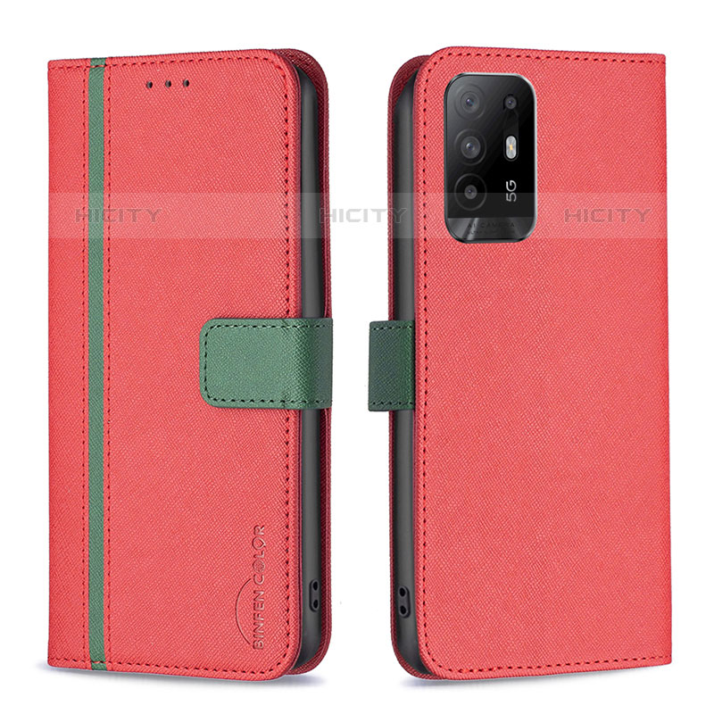 Handytasche Stand Schutzhülle Flip Leder Hülle B13F für Oppo A95 5G Rot Plus