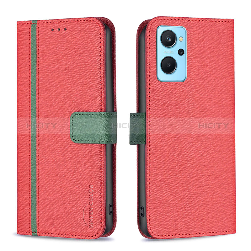 Handytasche Stand Schutzhülle Flip Leder Hülle B13F für Oppo A96 4G Rot Plus