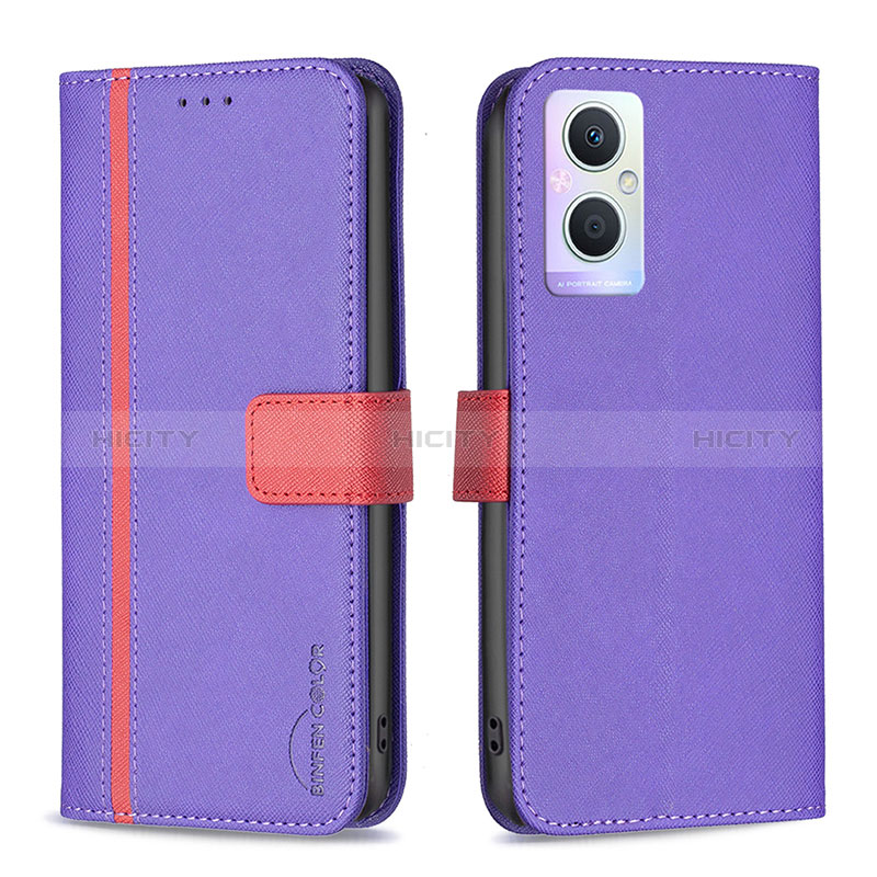 Handytasche Stand Schutzhülle Flip Leder Hülle B13F für Oppo A96 5G Violett