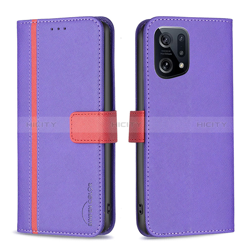 Handytasche Stand Schutzhülle Flip Leder Hülle B13F für Oppo Find X5 5G Violett