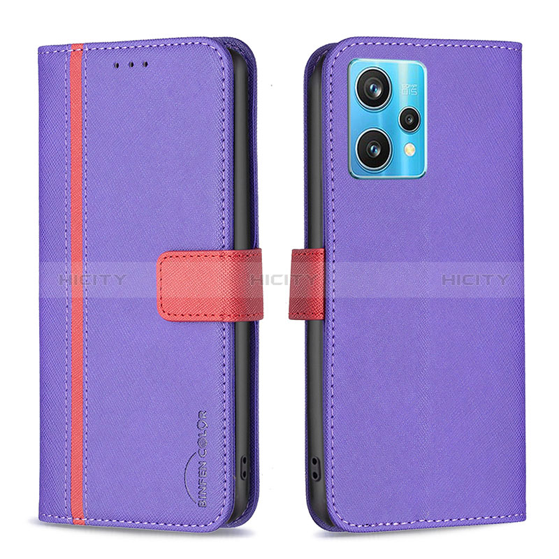 Handytasche Stand Schutzhülle Flip Leder Hülle B13F für Realme 9 4G Violett