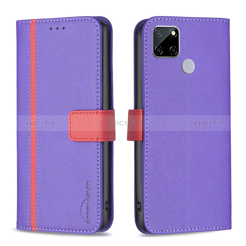 Handytasche Stand Schutzhülle Flip Leder Hülle B13F für Realme C12 Violett