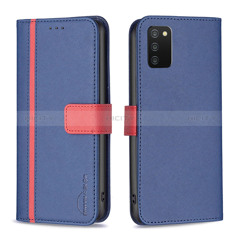 Handytasche Stand Schutzhülle Flip Leder Hülle B13F für Samsung Galaxy A02s Blau Plus