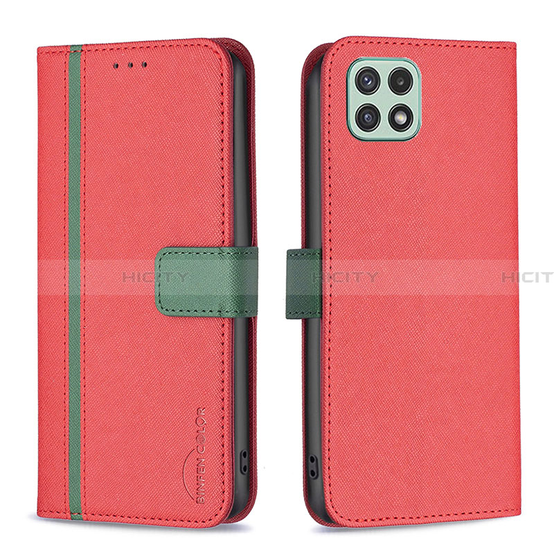 Handytasche Stand Schutzhülle Flip Leder Hülle B13F für Samsung Galaxy A22 5G Rot