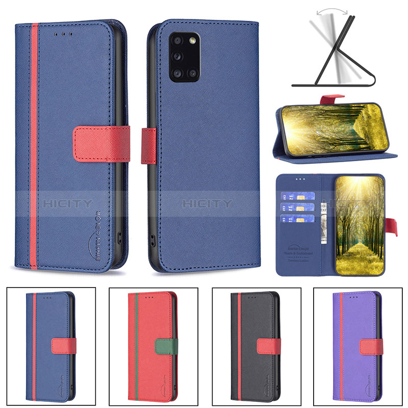 Handytasche Stand Schutzhülle Flip Leder Hülle B13F für Samsung Galaxy A31 groß