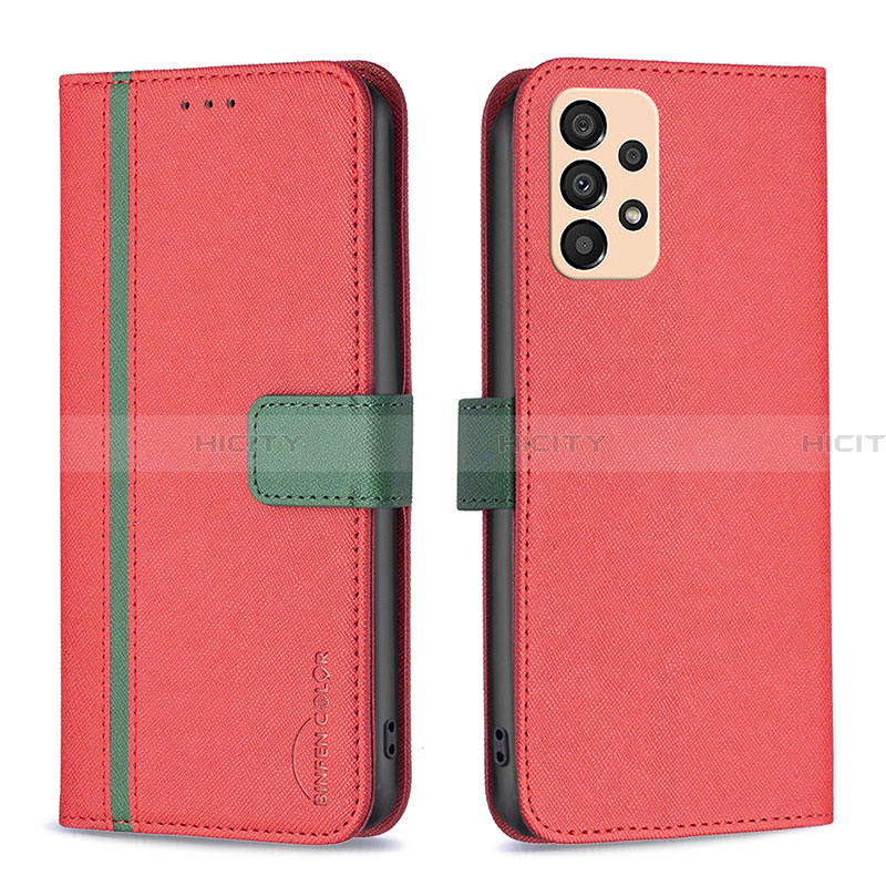 Handytasche Stand Schutzhülle Flip Leder Hülle B13F für Samsung Galaxy A33 5G Rot Plus