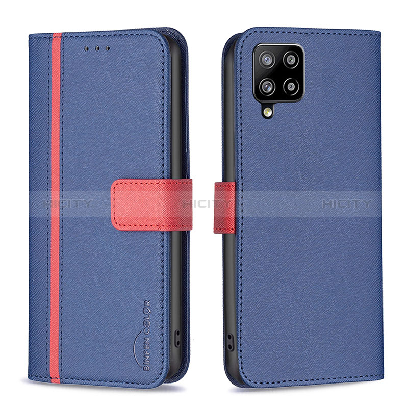 Handytasche Stand Schutzhülle Flip Leder Hülle B13F für Samsung Galaxy A42 5G Blau Plus