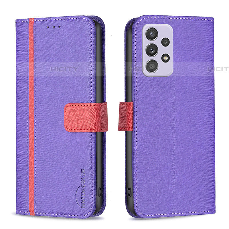 Handytasche Stand Schutzhülle Flip Leder Hülle B13F für Samsung Galaxy A52 5G Violett Plus