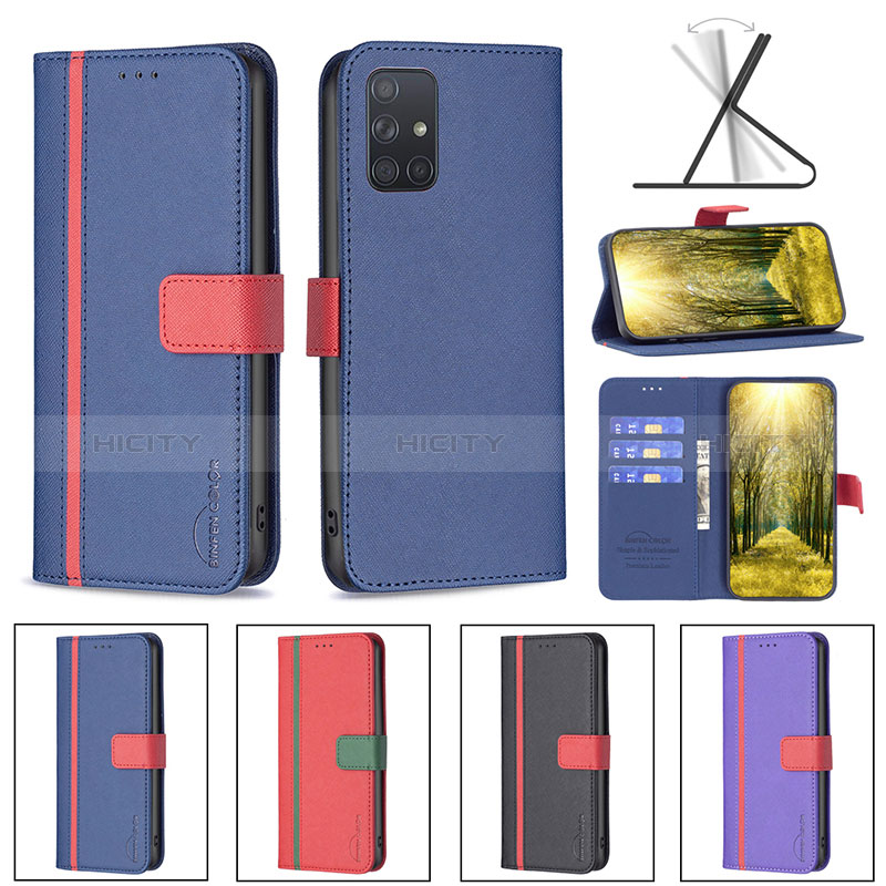 Handytasche Stand Schutzhülle Flip Leder Hülle B13F für Samsung Galaxy A71 5G groß