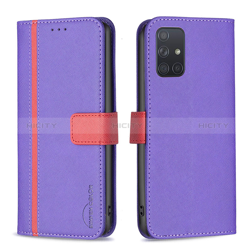 Handytasche Stand Schutzhülle Flip Leder Hülle B13F für Samsung Galaxy A71 5G Violett