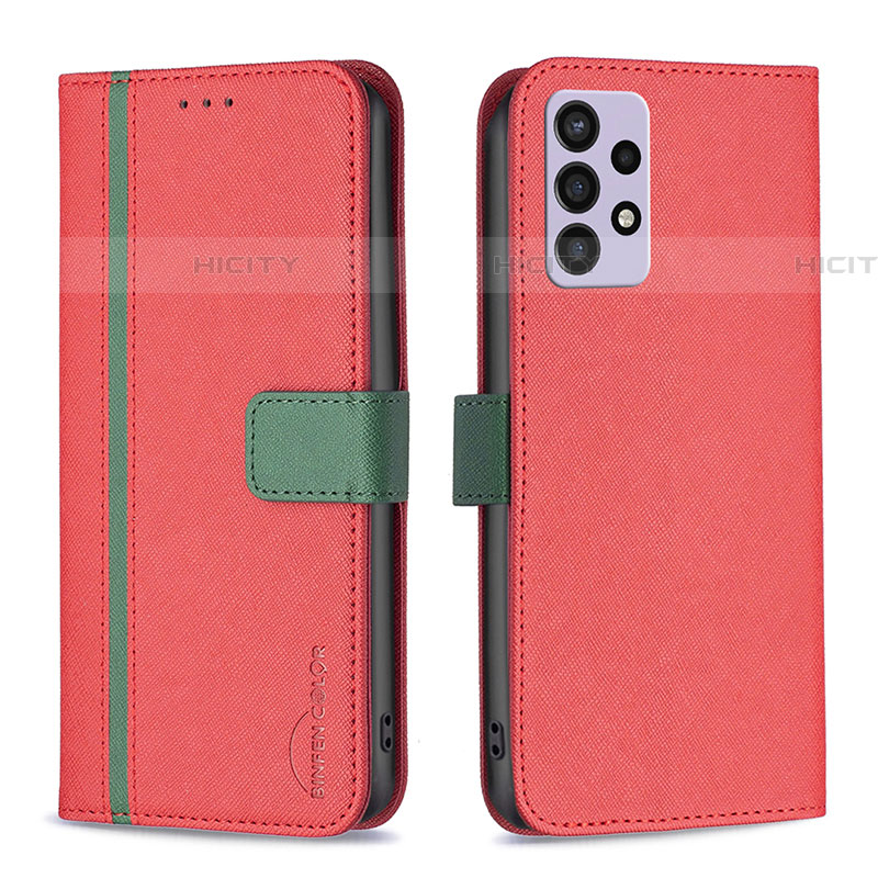 Handytasche Stand Schutzhülle Flip Leder Hülle B13F für Samsung Galaxy A72 4G Rot