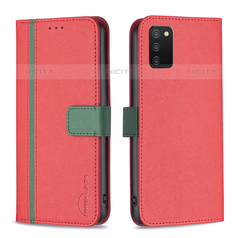 Handytasche Stand Schutzhülle Flip Leder Hülle B13F für Samsung Galaxy M02s Rot Plus