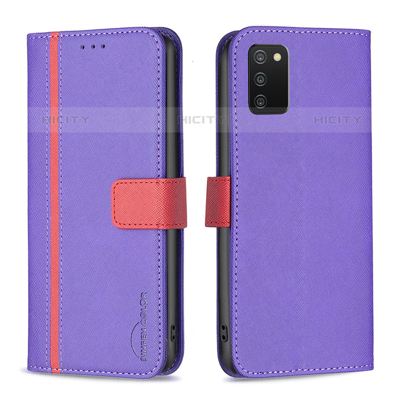 Handytasche Stand Schutzhülle Flip Leder Hülle B13F für Samsung Galaxy M02s Violett Plus