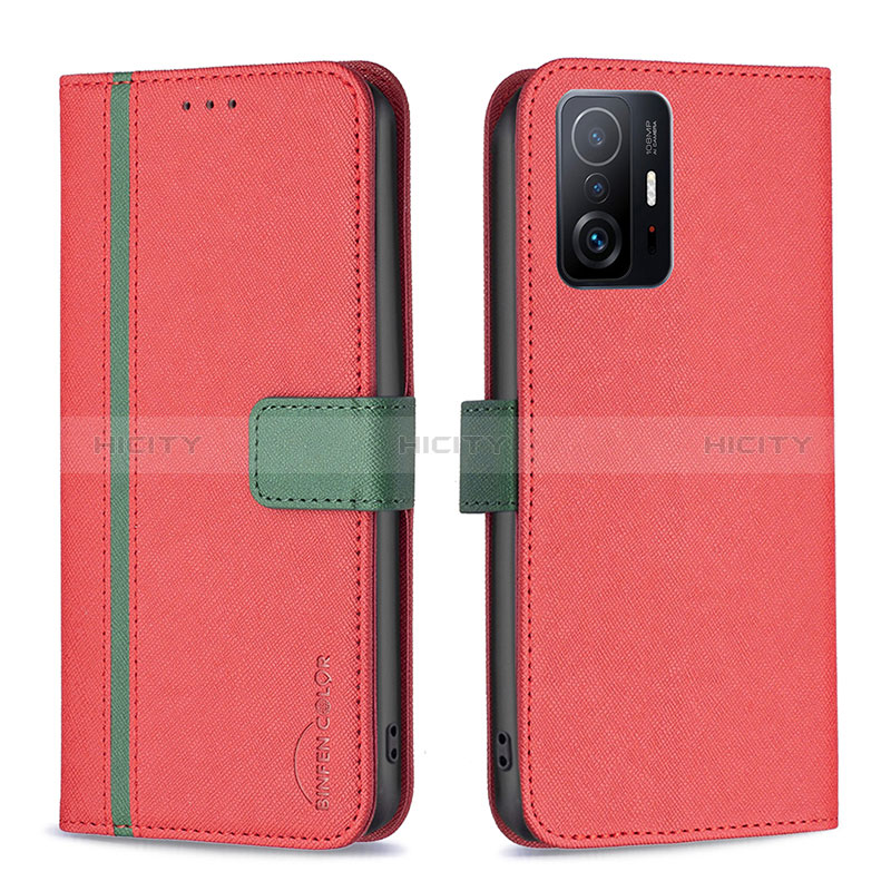 Handytasche Stand Schutzhülle Flip Leder Hülle B13F für Xiaomi Mi 11T 5G Rot Plus