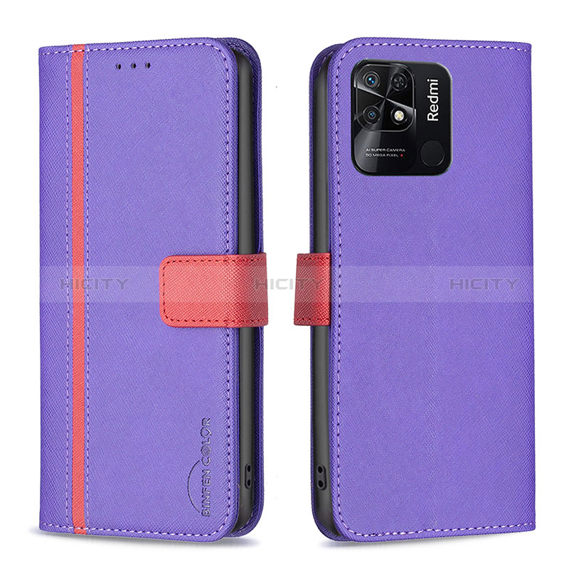 Handytasche Stand Schutzhülle Flip Leder Hülle B13F für Xiaomi Redmi 10 Power Violett Plus