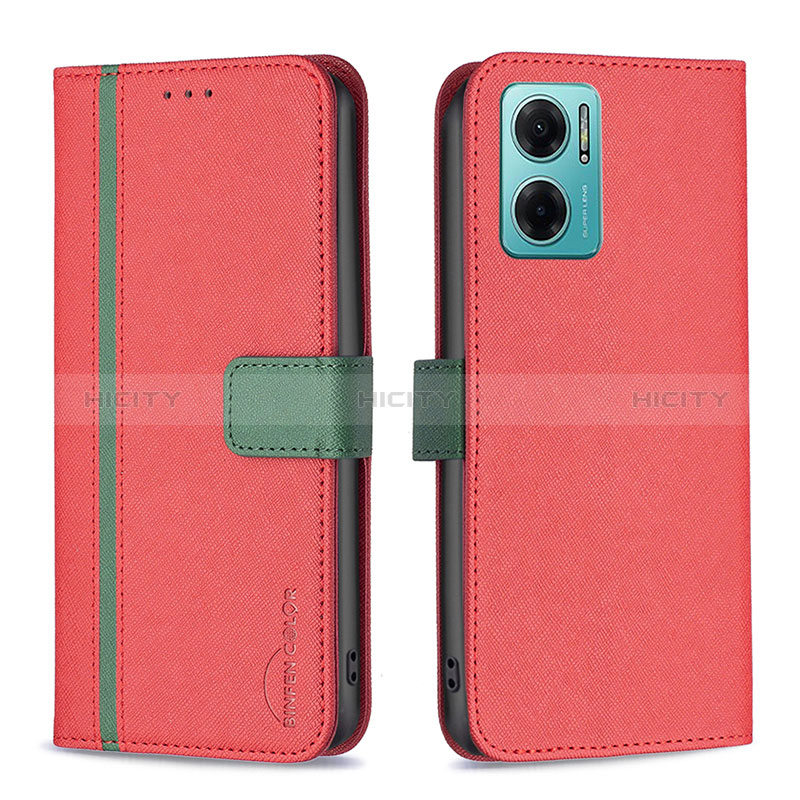 Handytasche Stand Schutzhülle Flip Leder Hülle B13F für Xiaomi Redmi 11 Prime 5G Rot Plus