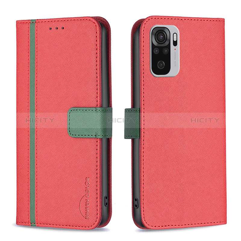 Handytasche Stand Schutzhülle Flip Leder Hülle B13F für Xiaomi Redmi Note 10 4G Rot