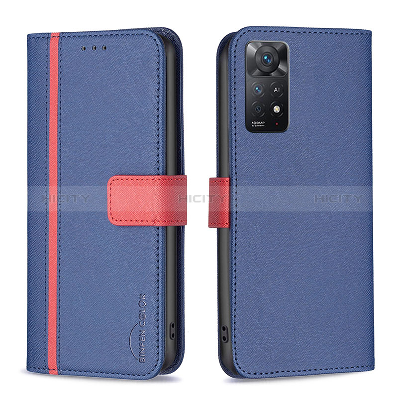 Handytasche Stand Schutzhülle Flip Leder Hülle B13F für Xiaomi Redmi Note 11 Pro 4G Blau Plus