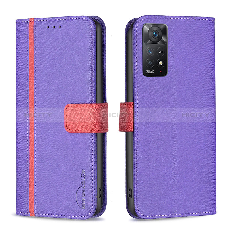 Handytasche Stand Schutzhülle Flip Leder Hülle B13F für Xiaomi Redmi Note 11 Pro 4G Violett