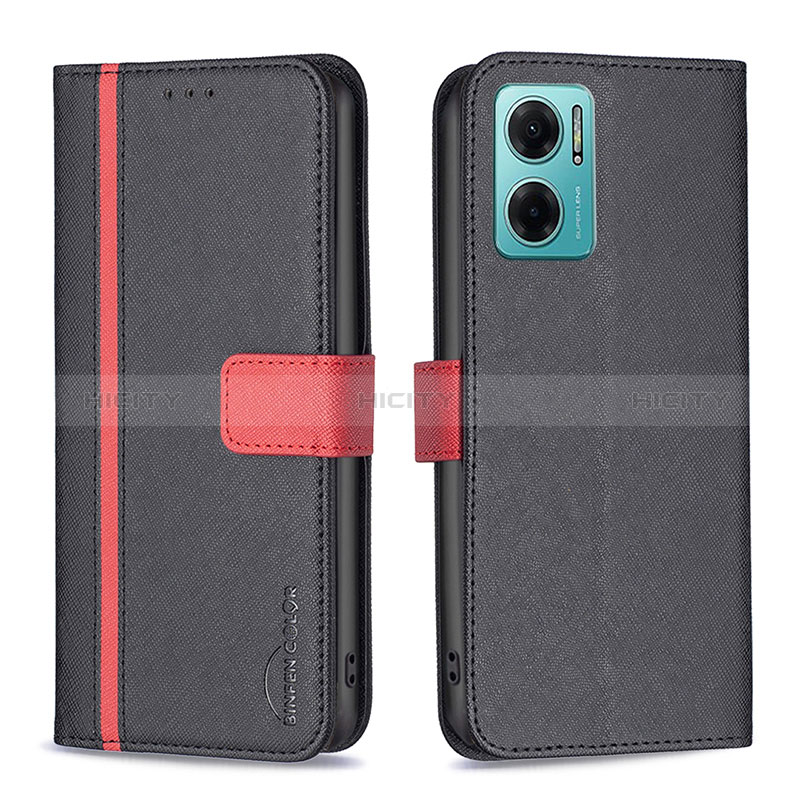 Handytasche Stand Schutzhülle Flip Leder Hülle B13F für Xiaomi Redmi Note 11E 5G Schwarz Plus