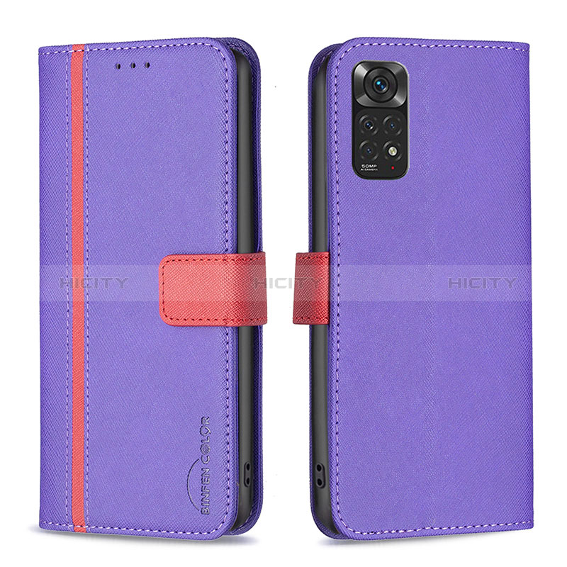 Handytasche Stand Schutzhülle Flip Leder Hülle B13F für Xiaomi Redmi Note 11S 4G Violett Plus