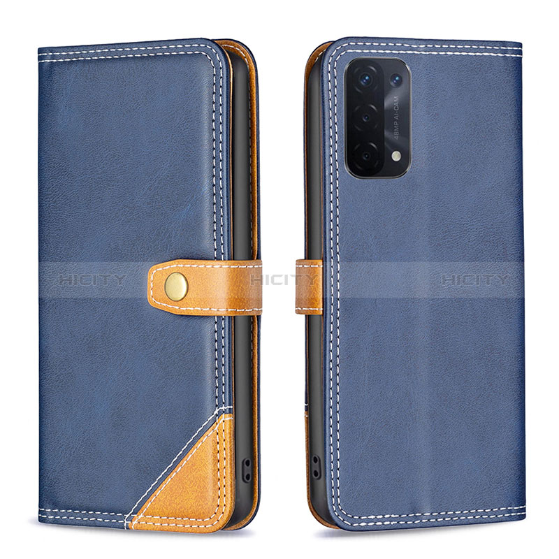 Handytasche Stand Schutzhülle Flip Leder Hülle B14F für Oppo A54 5G Blau Plus