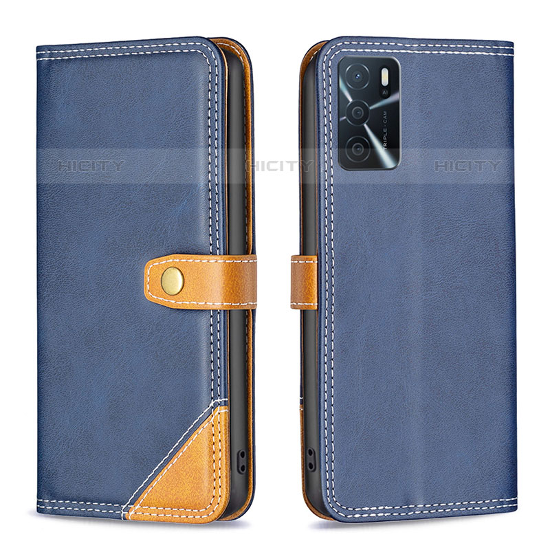 Handytasche Stand Schutzhülle Flip Leder Hülle B14F für Oppo A54s Blau