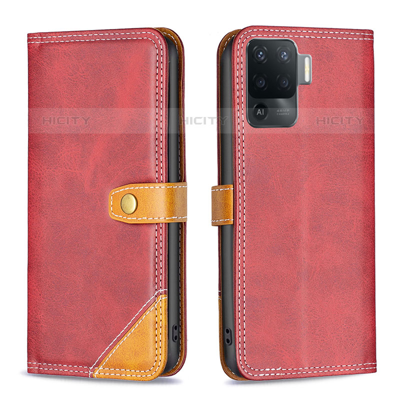 Handytasche Stand Schutzhülle Flip Leder Hülle B14F für Oppo A94 4G Rot