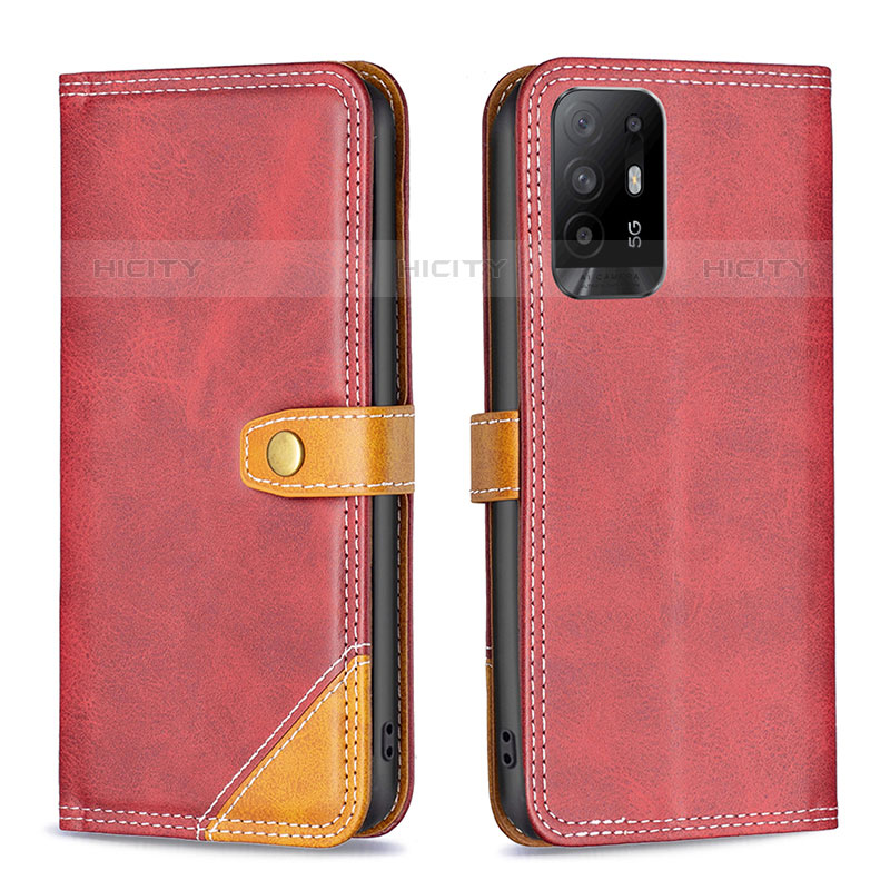 Handytasche Stand Schutzhülle Flip Leder Hülle B14F für Oppo A94 5G Rot Plus