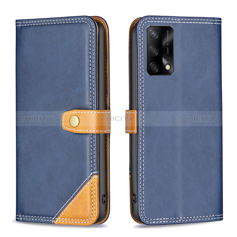 Handytasche Stand Schutzhülle Flip Leder Hülle B14F für Oppo F19s Blau