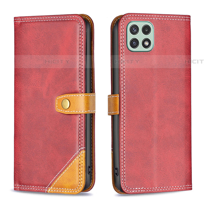 Handytasche Stand Schutzhülle Flip Leder Hülle B14F für Samsung Galaxy F42 5G Rot Plus