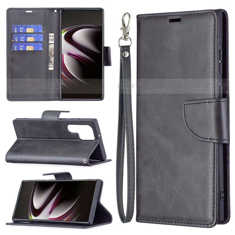 Handytasche Stand Schutzhülle Flip Leder Hülle B14F für Samsung Galaxy S23 Ultra 5G groß