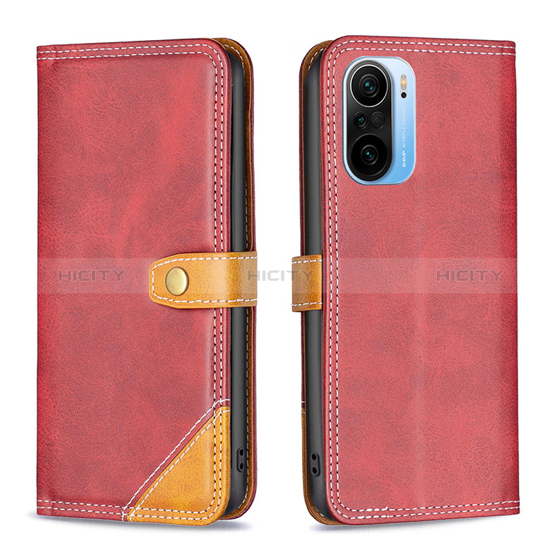 Handytasche Stand Schutzhülle Flip Leder Hülle B14F für Xiaomi Redmi K40 Pro 5G Rot